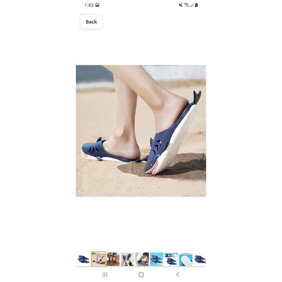 New M8.5/9.5 W10/11 Blue Shark Outdoor Pool Beach Slides Sandals Water S… - Picture 3 of 7